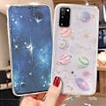 Miniatyrbild 1 av 3: Flicka Case för Samsung Galaxy S21 Ultra 5G Glitter Case Söt & Snygg Klar Glittrande Bling Case för Flickor Kvinnor Planet Stjärnor Design Mjuk TPU Stötskydd