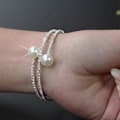 Miniatyrbild 2 av 5: Full Rhinestone Multi-lager Armband med Falsk Pärla Manschett Öppen Bangle för Kvinnor Män Flickor Pojkar