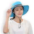 Miniatyrbillede 2 af 5: Dame Solhat Sommer Bucket Hat UV-beskyttelse Foldbar Mesh Bredskygget Hatte Til Strand Udendørs Fiskeri Rejser Vandreture