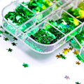 Miniatyrbild 3 av 5: Shamrock Nagelsticker Dekaler Nagelflimmer St. Patricks Dag Klöver Glittrande 3D Nagelkonstmaterial Flakes Holografisk 12 Rutor Färgglad Grön Glitter S