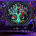 Miniatyrbild 1 av 5: Blacklight Livets Träd Tapestry Väggbonad Trippy Tapestry UV-Reaktiv Väggbonad Galaxy Tapestry Blacklight Tapestry För Sovrum (130x150cm)