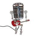 USB Retro Stil Mikrofon Robotlampa Håller Gitarr Med Ljus Vintage Heminredning Röd