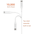 Miniatyrbilde 2 av 5: Ladekabel, ABS USB-A til Lightning, MFi-sertifisert, for Apple iPhone, iPad, hvit snngv
