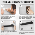 Miniatyrbild 6 av 6: Handdukshängare utan borrning svart handdukshängare badrum gäst handdukshängare väggmontering rostfritt stål matt handdukshängare (41cm)