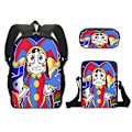 Miniatyrbild 5 av 5: Fantastiska digitala cirkus digitala cirkusskola ryggsäck tredelad set crossbody väska enkelsidig pennfodral（Ryggsäck，19）