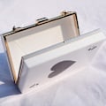 Miniatyrbillede 4 af 5: Aften Clutch Håndtaske til Kvinder Poker Form Clutch Box Taske med Kæde Hvid