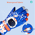 Miniatyrbild 4 av 5: Vinterskidhandskar för barn Blå Vattentäta Halksäkra Pekskärm Plyschfodrade Termiska Snowboardhandskar för barn Pojkar 4-8 år