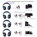 Miniatyrbild 2 av 4: Gaming-headset med brusreducering, dynamisk sensorisk, Hi-Fi-hörlurar, mjukt minnesskum, LED RGB-ljus för PC, bärbar dator, Mac50mm Spe