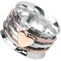 Miniatyrbild 1 av 5: Hjärtformad Snurrring för Kvinnor och Män - Självkänsla Snurrring Hjärta - Fidget Ring för Oro - Silver
