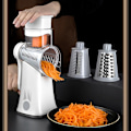 Miniatyrbild 3 av 5: Grönsaksskärare Rotationsmandolin Skärare Frukt Rivjärn Potatis Morot Skivning Vågig Slipning Vitlök Hackare Strimlare Köksredskap（Grön 3 blad）