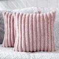 Miniatyrbild 1 av 5: Kudde och kuddfodral set om 2 dekorativa kuddfodral Faux Fur Plysch Fuzzy Stripe Mjuka örngott för soffa Soffa Sovrum 50 X 50cm
