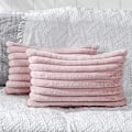 Miniatyrbild 2 av 5: Kudde och kuddfodral set om 2 dekorativa kuddfodral Faux Fur Plysch Fuzzy Stripe Mjuka örngott för soffa Soffa Sovrum 50 X 50cm