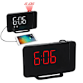 Miniatyrbild 3 av 4: 6-tums projektionsväckarklocka med snooze, digital LED-display, dubbel väckarklocka, FM-radio, fot