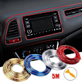 Miniatyrbild 1 av 5: Bilformningsdekorationsflexibla remsor 5M Interiörautoformningar Bilöverdrag Trim Instrumentpanel Dörrkant i bilstyling Universal röd 1 st
