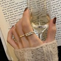 Miniatyrbillede 2 af 5: 2 stk. Justerbar åben ring til kvinder Zirconia ringe til kvinder piger