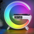 Miniatyrbilde 1 av 5: 15w Trådløs Hurtiglading Dokkingstasjon Bluetooth-høyttaler Alarmklokke Skrivebordslampe Rgb Fargerikt Lys Lader For Smarttelefon
