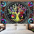 Miniatyrbild 3 av 5: Blacklight Livets Träd Tapestry Väggbonad Trippy Tapestry UV-Reaktiv Väggbonad Galaxy Tapestry Blacklight Tapestry För Sovrum (130x150cm)