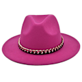 Pikkukuva 1 / 5: Eurooppalainen ja amerikkalainen villainen brittiläinen retro jazz-hattu, joka sopii kaikkiin tilanteisiin, retro-hattu, jossa on suuri lieri ja iso kultainen ketju, musta silinterihattu