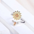 Miniatyrbild 5 av 5: Justerbar öppen ring med solros - fidgetring för kvinnor