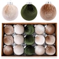 Miniatyrbild 1 av 5: Julkulor i Sammet - 15-pack Oslåbara Julgransprydnader - Flerfärgad Grön Brun Neutral, 80mm 3.15 tum