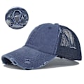 Miniatyrbillede 1 af 5: Ponytail Vasket Mesh Hat Gør Gammel Hat Kvinder Flet Hat Let Version Flerfarvet Flet Hul Baseball Cap