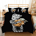 Miniatyrbild 1 av 2: 3D Digitaltryck Cartoon Master Yoda Örngott Täcke Täcke Sängkläder Tredelad Set XQD18 180*200cm -ZHENV（180*200cm）