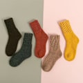 Miniatyrbild 4 av 5: 2 par Stövlar Sockor för Kvinnor Vinter Solid Tjock Varma Sockor Mysiga Crew Sockor Julgåva-Kaffe