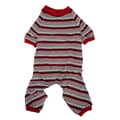 Randiga mjuka stretchiga hundpyjamas - Maskintvättbar 4-bent valppullover sovkläder