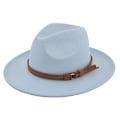 Miniatyrbilde 4 av 4: Retro Jazz Hat Suede Belt Ullhatt Cowboy Hat Retro Imitert Ullhatt Flat Brim Hat Bf150