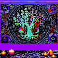 Miniatyrbild 2 av 5: Blacklight Livets Träd Tapestry Väggbonad Trippy Tapestry UV-Reaktiv Väggbonad Galaxy Tapestry Blacklight Tapestry För Sovrum (130x150cm)