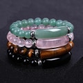 Miniatyrbillede 4 af 4: Wabjtam Ny Natursten Armbånd Elastisk Armbånd Sort Onyx Perle Charm, Grøn
