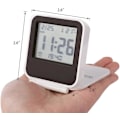 Miniatyrbild 3 av 4: Liten digital reseväckarklocka, batteridriven miniresklocka med bakgrundsbelysning, bärbar hopfällbar minilommekalender temperaturklocka (vit)