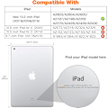 Miniatyrbillede 2 af 7: Etui til iPad 9/8/7. generation 2021/ 2020/2019, Blødt Gennemsigtigt TPU Frostbagpanel Slank iPad 10,2 tommer Etui med Stativ, Automatisk Vågen/Søvn(A)