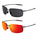 Miniatyrbild 3 av 4: JULI The Matrix Classic Sports Rimless Solglasögon VuxenOrange Vuxen Körning Rektangel Ultralätt Ram Solglasögon UV400 MJ8009（C5 Non Pol Grå Röd）