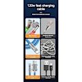 Miniatyrbild 5 av 5: 120w 6a Super Snabbladdning Usb C Laddningskabel Usb Typ-c Laddning+dataöverföring 2-i-1 Mobiltelefon