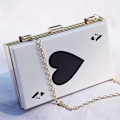 Miniatyrbillede 3 af 5: Aften Clutch Håndtaske til Kvinder Poker Form Clutch Box Taske med Kæde Hvid
