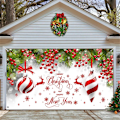 Miniatyrbild 2 av 3: Stor Julgrindsbanner Julbakgrundsdekoration Semester, Julgrindsdekoration Garagebanner Utomhus (o, 4,8 2,1 m)