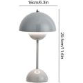 Miniatyrbilde 2 av 5: Led Blomsterpot Bordlampe Trådløs Batteri Sopplampe, Moderne Macaron Lampe Retro Touch Dimbar Bordlampe Med 3 Farger Sengetid(grå)