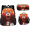 Miniatyrbilde 1 av 5: Ungdom Metamorfose Turning Red Student Bag, Animasjonsryggsekk Tredelt Sett, Måltidspose Blyantpose Ryggsekk（Tredelt Sett，8）
