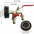 Miniatyrbillede 2 af 5: 1/2 Have Dobbelt Hane, 1000L Tankhane Ibc Vandtank Adapter Regnvandopsamlerhane, Dobbelt Messing PP Hane Grovgevind 60MM S60x6 Ibc Hane