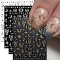 Miniatyrbild 1 av 6: 12/6/4 st Marmor 3D Nagelsticker Bronzing Våglinjer Bläck Blomstrande Sliders Blommor Fjäril Självhäftande Dekaler Manikyr Dekoration NLS286-02-S1(4pcs)