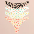 Miniatyrbild 1 av 6: FINETOO 4 st Ultra Mjuka Trosor För Kvinnor Sexiga Grafiska Tryck Sömlösa Stringtrosor Kvinnliga Stretch Leopard G-string Bekväma Underkläder Style 7 M