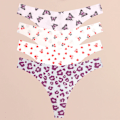 Miniatyrbild 1 av 6: FINETOO 4 st Ultra Mjuka Trosor För Kvinnor Sexiga Grafiska Tryck Sömlösa Stringtrosor Kvinnliga Stretch Leopard G-string Bekväma Underkläder Style 4 M