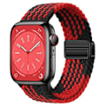 Miniatyrbild 1 av 6: Nylonflätad Loop Rem för Apple Watch 10 9 8 7 45mm 41mm 42mm 46mm Ultra 2 49mm Magnetarmband iWatch 6 5 4 3 SE Armband Z Black red S10-42mm 38 40 41mm