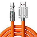 Miniatyrbild 1 av 6: 180° Roterbar Flätad Micro USB-datakabel i Zinklegering för Mobiltelefoner 120W 5A Snabbladdningskabel för Android iPhone Samsung Orange 1m