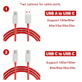 Miniatyrbild 5 av 6: 2 st Oneplus Laddningskabel 100W 80W 65W Warp Supervooc Oneplus 13R 13 12 11 Nord 4 CE4 Lite Usb Typ C Kabel Original Datakabel upgrade c to c cable 1m