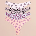 Miniatyrbild 1 av 6: FINETOO 4 st Ultra Mjuka Trosor För Kvinnor Sexiga Grafiska Tryck Sömlösa Stringtrosor Kvinnliga Stretch Leopard G-string Bekväma Underkläder Style 2 M