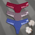 Miniatyrbild 1 av 6: FINETOO 3-pack Dam Trosor i Bomull Spets Tanga Sexiga Enfärgade Låg Midja Bikini Underkläder Damer Andningsbara G-string Underkläder SET 11 M