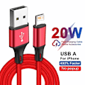 Miniatyrbild 1 av 6: Nylonflätad snabbladdningskabel för iPhone 11 12 13 mini 14 Pro Max X XR X 6 6S 7 8 Plus SE Snabbladdning USB Data Sync-kablar Red 1.5m