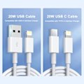 Miniatyrbild 6 av 6: PD 20W Snabbladdningskabel 1M 2M För Apple iPhone 11 13 12 14 Pro Max Plus USB C Datakablar Snabbladdning Telefontillbehör USB A Fast Charging 2m
